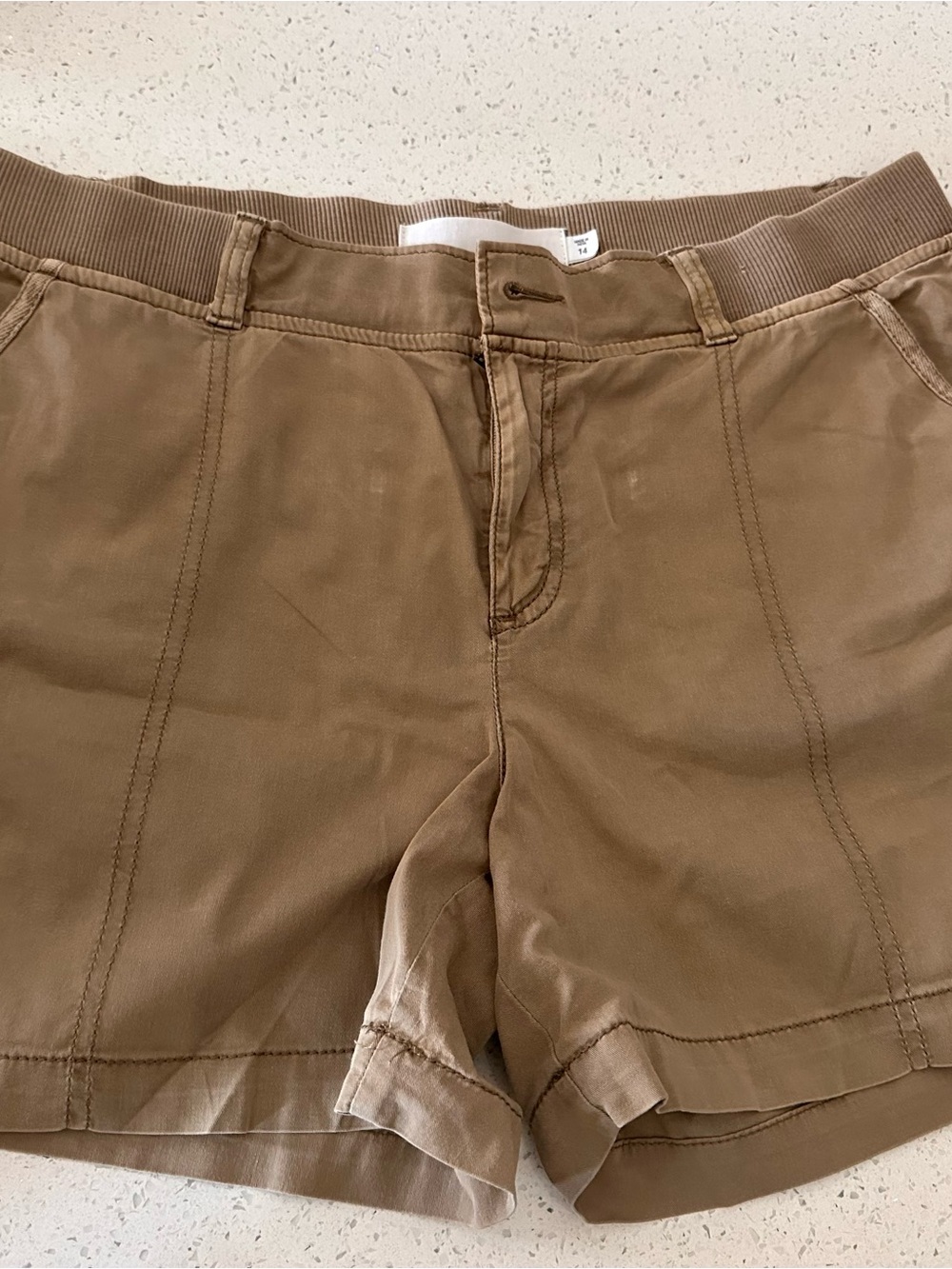 Women's Tan Cotton Blend Shorts